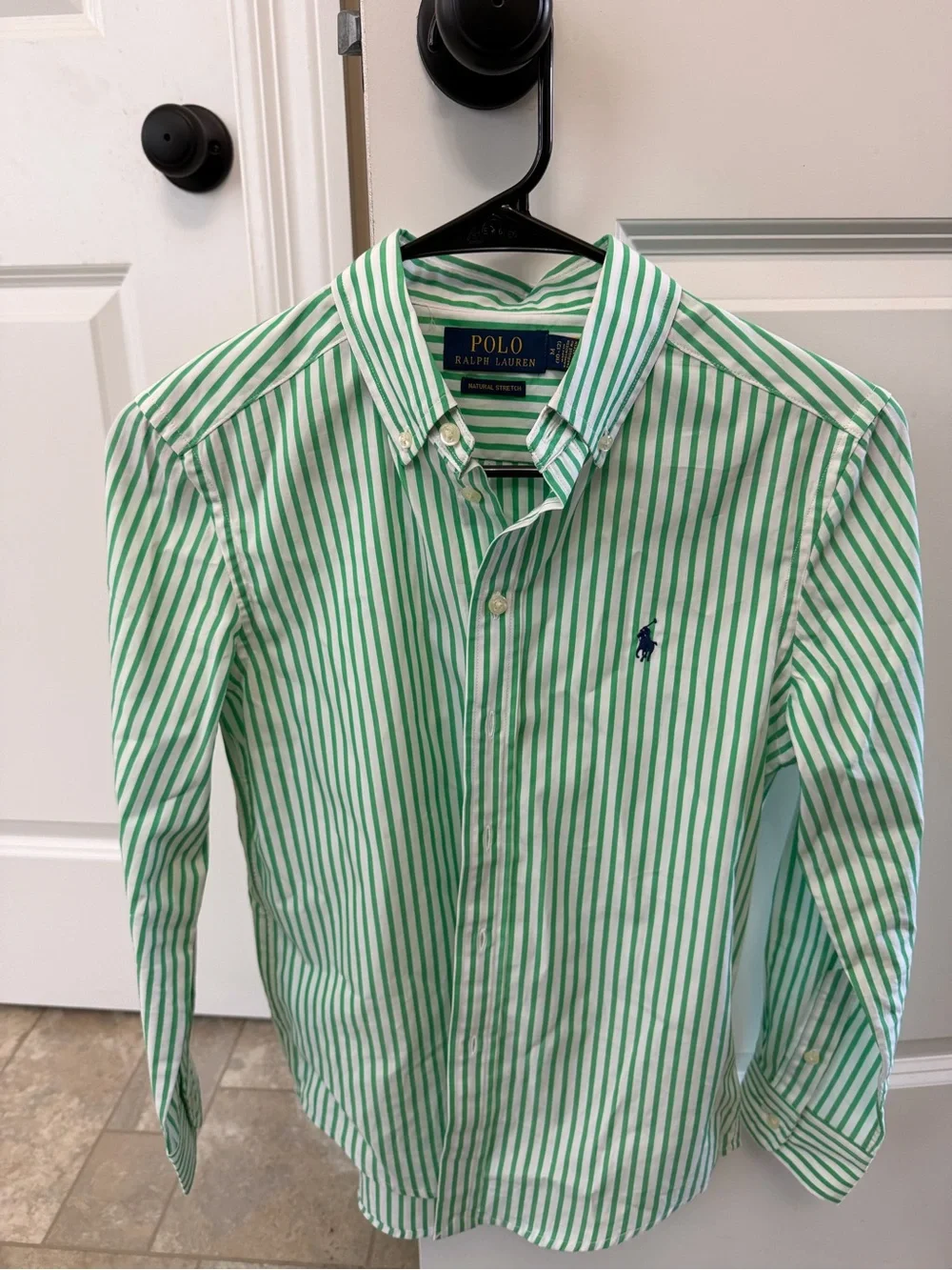 Ralph Lauren Green & White Striped Button-Down Shirt